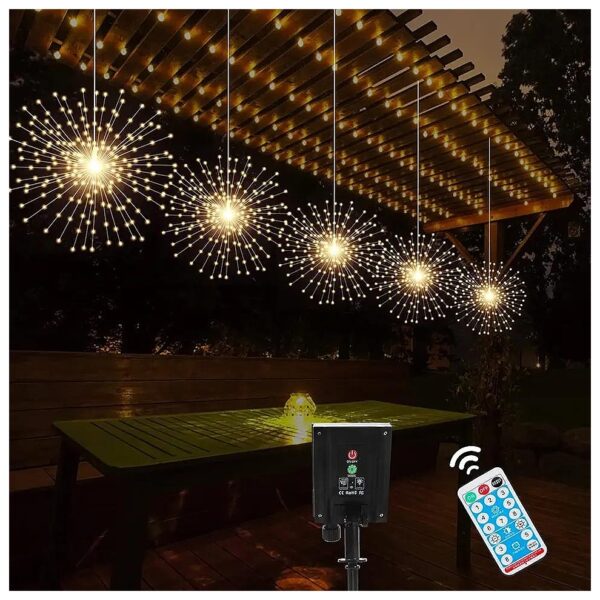 Solar Starburst Sphere Lights 5 Pack Warm White LED Copper Wire Fairy Lights