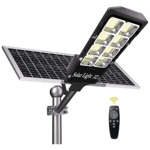 Solar Street Light with 1200W LED Lighting, Remote Control, and Weather-Resistant Design