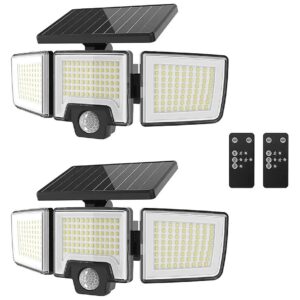 Solar-Powered 216 LED Floodlights with Motion Triggered Modes and Wireless Remote Control