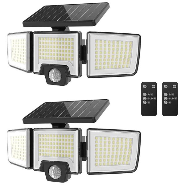 Solar-Powered 216 LED Floodlights with Motion Triggered Modes and Wireless Remote Control