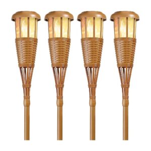 Solar-Powered Flickering Flame Island Torches 4-Pack Decorative Lighting