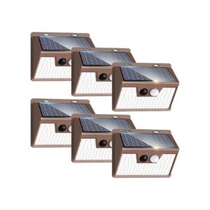 Solar-Powered LED Motion Lights 6-Pack IP65 Waterproof Brown Outdoor Lighting