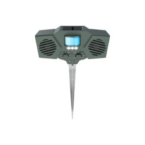 Solar-Powered Outdoor Animal Repeller with Ultrasonic Sound and Flashing LED Strobe Light