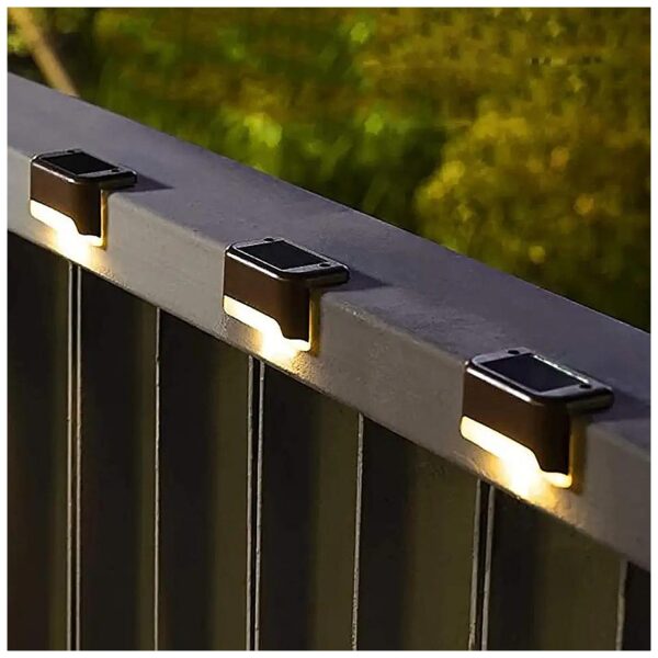 Solar-Powered Outdoor Step Lights with Warm White LED for Stairs, Fence, and Yard