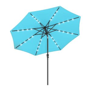 Solar-Powered Patio Umbrella with LED Table Light and UPF 50+ Canopy for Evening Ambiance