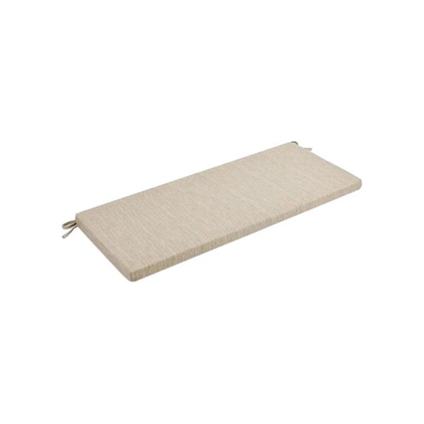 Solid Color Bench Cushion with Ties and Easy Clean Design Beige 36x15x5 Inch