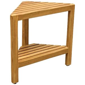 Solid Teak Stool with Shelf and Adjustable Levelers for Indoor Outdoor Use