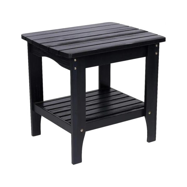 Solid Wood Construction Black Rectangular End Table with Quick Assembly