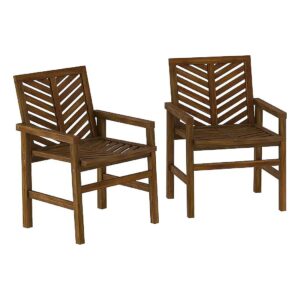 Solid Wood Patio Chair Set 2 Piece Dark Brown for Backyard Decor