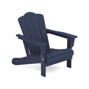 Space-Saving Navy Folding Adirondack Chair with Stackable Design