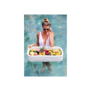 Spacious White Floating Pool Tray for Serving Multiple Items at Once for Pool Parties