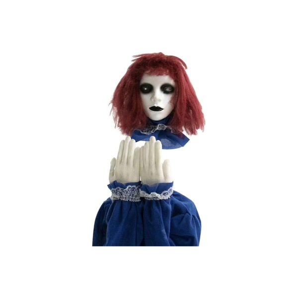 Spooky Pop-up Haunted Doll with Red LED Eyes and Creepy Phrase for Halloween Decorations