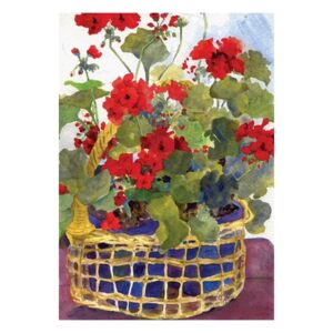 Spring Garden Decoration Flag with Geranium Basket Flowers 28x40 Inch Double Sided