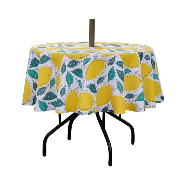 Spring Summer Lemon Tablecloth with Zipper and Hole for Backyard Patio