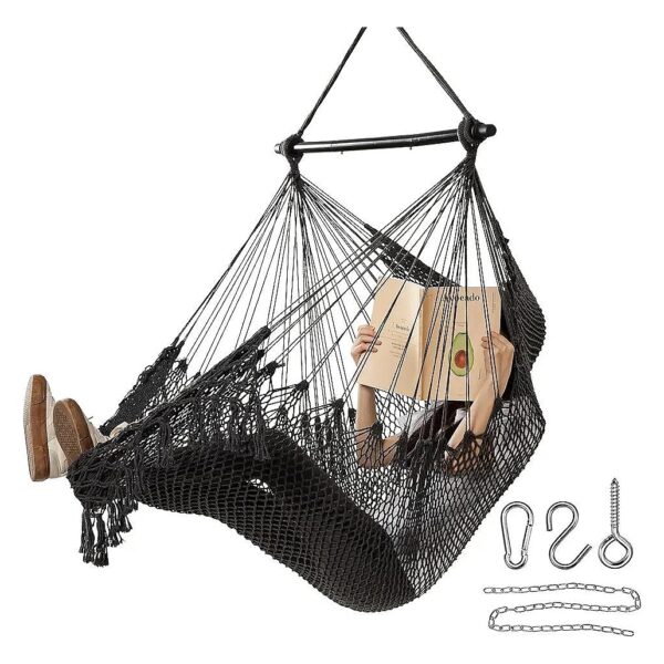 Spun Cotton Rope Weaving Hammock Chair for Bedroom, Patio, or Outdoor Use