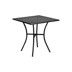 Square Black Steel Indoor-Outdoor Patio Table with Elegant Legs