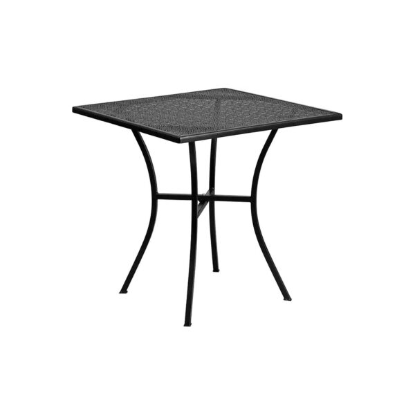 Square Black Steel Indoor-Outdoor Patio Table with Elegant Legs