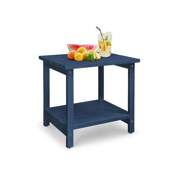 Square End Table for Patio and Backyard with Blue Weather-Resistant Finish