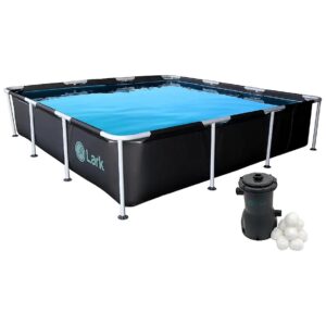 Square Metal Frame Above Ground Pool with Powerful 530 Gallon Filtration Pump