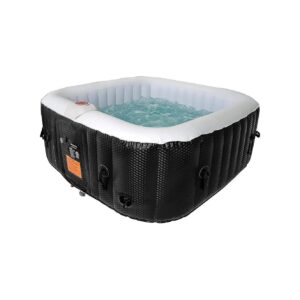 Square Outdoor Heated Hot Tub with 130 Air Jets and Automatic Filtration System