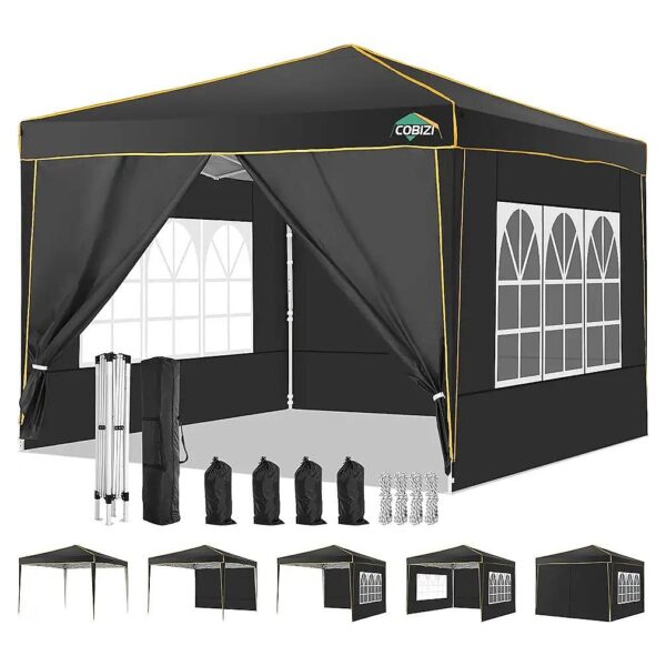 Square-Shaped 10x10 Pop Up Canopy Tent with Anti-Rust Powder Coating and UV Protection