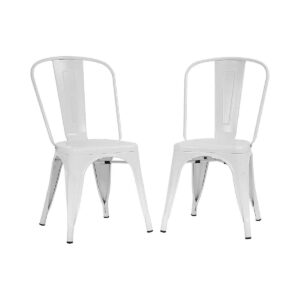 Stackable Metal Chairs Set of 2 with 18 Inch Seat Height for Restaurant or Home Use