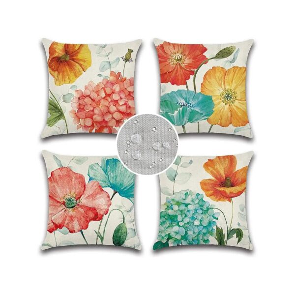 Stain Resistant Hydrangea Lotus Floral Patterned 18x18 Outdoor Pillow