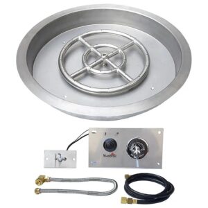 Stainless Steel 25 Inch Round Gas Fire Pit Insert with Spark Ignition Kit