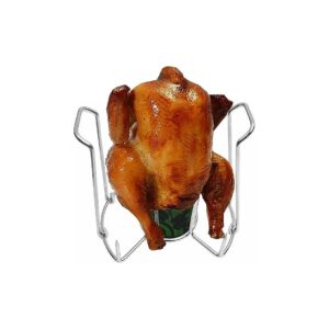 Stainless Steel Beer Can Chicken Stand for Grill and Smoker with Four Vegetable Spikes