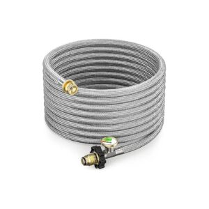 Stainless Steel Braided Propane Hose Adapter for 1lb to 100lb LP Tanks with Gauge