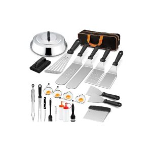 Stainless Steel Griddle Accessories Kit with Melting Dome for Fast and Even Cooking