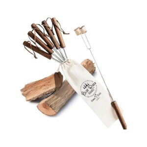 Stainless Steel Marshmallow Sticks with Walnut Handles for Fire Pit and Camping