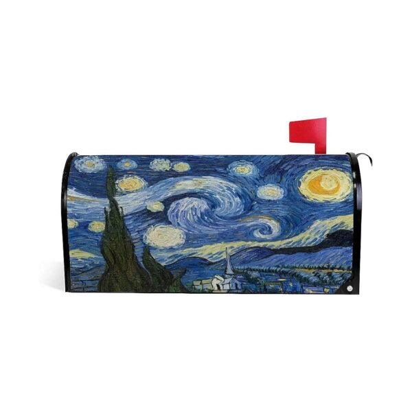 Standard Size Starry Night Mailbox Cover with Oil Painting Design