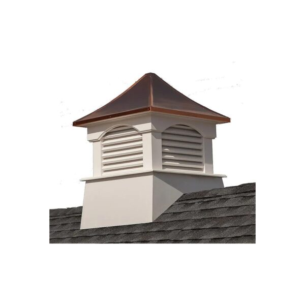 Stationary Coventry-Style Louvered Cupolas with Copper Roof and Solid Cellular PVC Vinyl