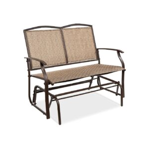 Steel and Textilene Fabric Loveseat Swing Glider for Patio, Porch, or Balcony