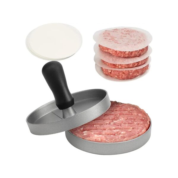 Stick Hamburger Burger Press with 150 Patty Papers and Aluminum Frame