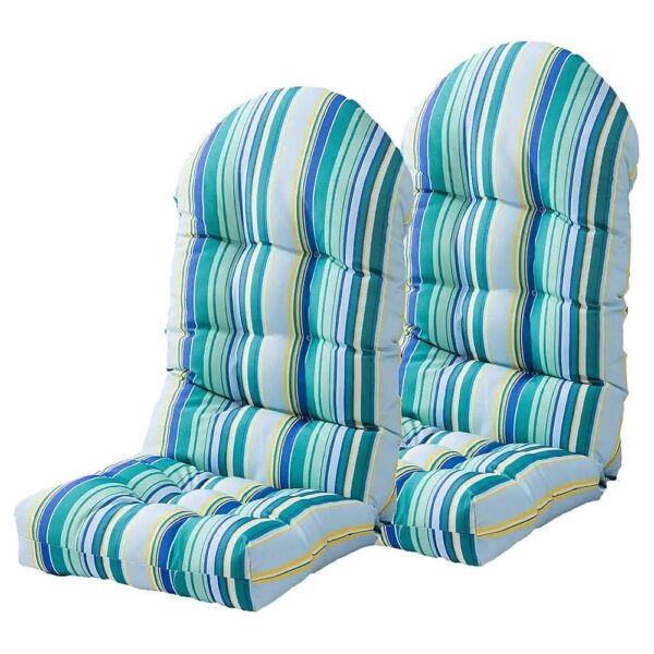 Striped Green Adirondack Chair Cushions Set with Rectangular Shape