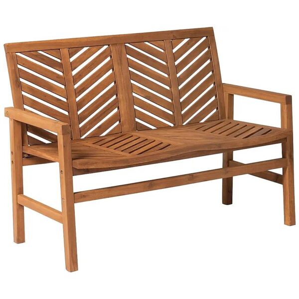 Strong Brown Acacia Wood Loveseat Chair for Outdoor Backyard Conversation