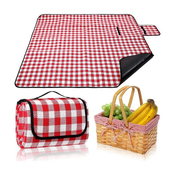 Strong Brown Woodchip Picnic Basket with Picnic Blanket for Kids Toy Storage