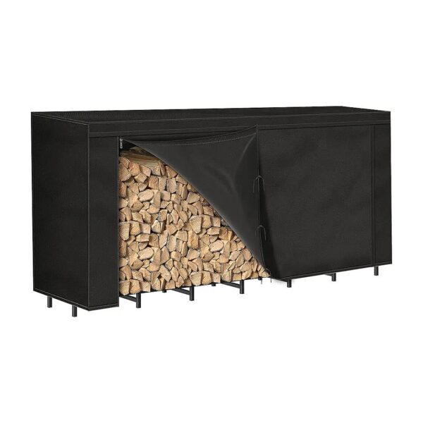 Sturdy 8ft Firewood Rack with Waterproof Cover for Outdoor Wood Storage