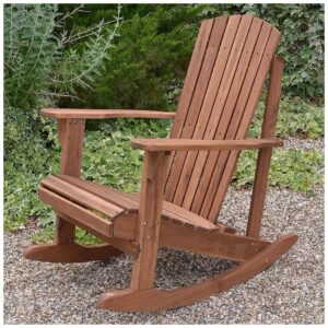 Sturdy Acacia Wood Adirondack Chair with Ladder Back for Porch Deck and Campfire