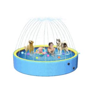 Sturdy Hard Plastic Dog Pool 63In Anti Slip Foldable Kiddie Pool Outdoor Water Play