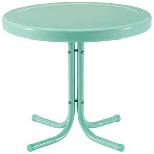 Sturdy Steel Outdoor Side Table with Aqua Finish and Weather Resistant Coating