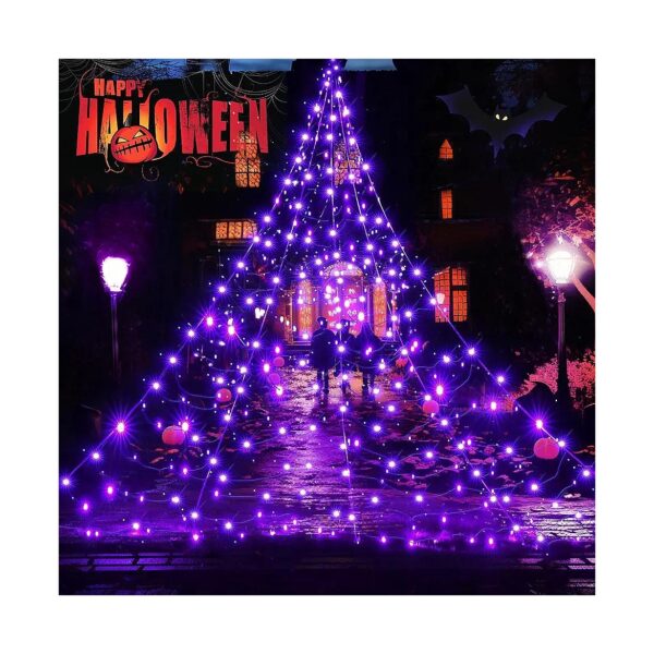 Sturdy Waterproof Purple LED Spider Web Lights for Halloween Decor