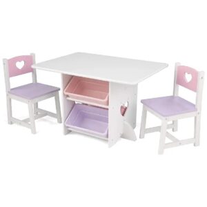 Sturdy Wooden Table and Chair Set with Heart Cutouts for Kids' Playtime