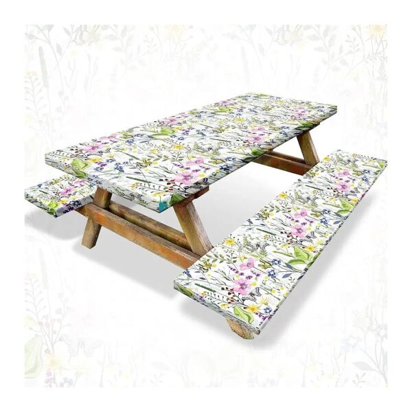 Sturdy and Durable Vinyl Picnic Table Cover and Bench Set for Outdoor Gatherings