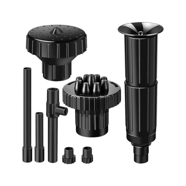 Submersible Fountain Pump Nozzle Kit for Pond Fountain and Pool Decoration Black