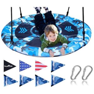 Summer and Winter Fun Guaranteed with This Giant Blue Camo Saucer Swing and Flag Set