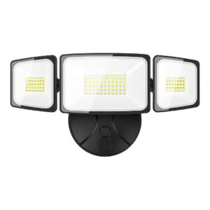 Super Bright 6000LM LED Outdoor Flood Light with 3 Adjustable Heads and Wall Mount