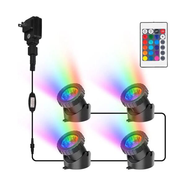 Super Bright Adjustable RGB Pond Lights with Wireless Remote Water Fountain Yard Lighting